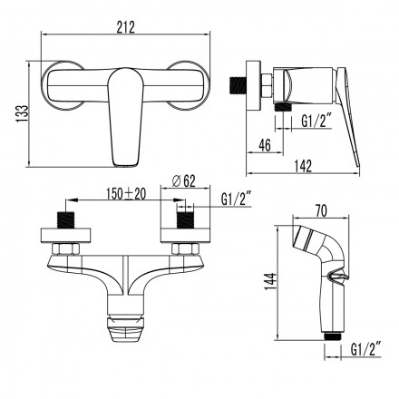 Lemark Bronx LM3718GM смеситель с гигиеническим душем (графит)