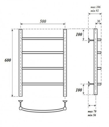 POINT PN04156E П4 500x600 полотенцесушитель электрический