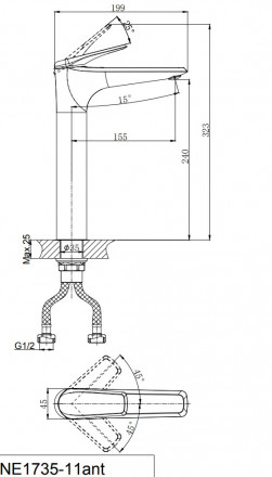 Rush Nevis NE1735-11brоnze Смеситель для раковины высокий