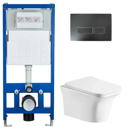 Cerutti SPA Комплект Инсталляция CR555 + Подвесной безободковый унитаз CT9034 + Кнопка смыва CR02BK