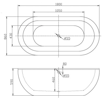 Belbagno BB13-1800 Акриловая ванна 180x86