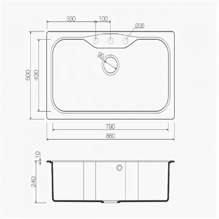 Omoikiri Maru 86-DC мойка 860x500 темный шоколад