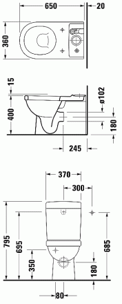 Duravit Happy D 0170090000 Напольный унитаз под бачок (чаша)