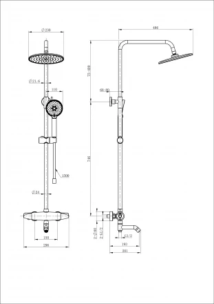 Wonzon &amp; Woghand Capsule WW-B3031-A-CR Душевая система с термостатом хром