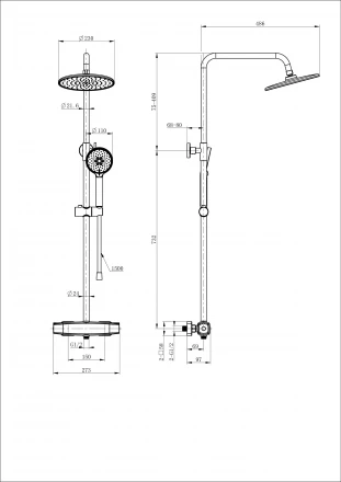 Wonzon &amp; Woghand Neo WW-B3035-A1-CR Душевая система с термостатом хром