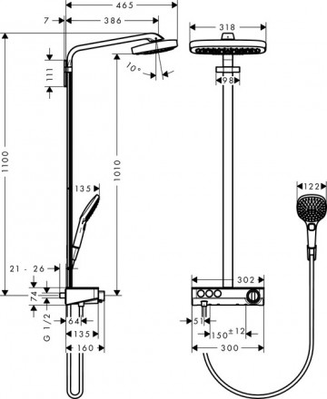 Hansgrohe Raindance Select E 300 3jet Showerpipe 27127000 Душевая стойка
