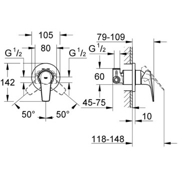 Grohe BauFlow 29046000 смеситель для душа
