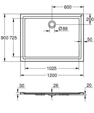 GROHE 39308000 душевой поддон 120x90