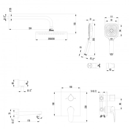 Lemark Shift LM4322C смеситель для ванны и душа, встраиваемый