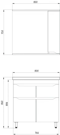 ASB-Mebel Бари 80-2.2 Тумба под раковину