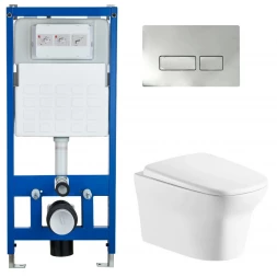 Cerutti SPA Комплект Инсталляция CR555 + Подвесной безободковый унитаз CT8780 + Кнопка смыва CR02CH