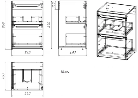 Azario Magenta 120 Тумба с раковиной Magenta (CS00078395)