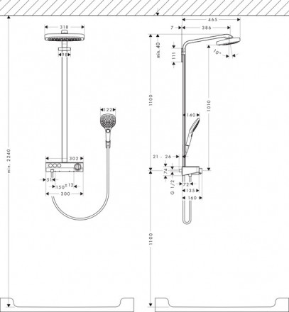 Hansgrohe Raindance Select E 300 3jet Showerpipe 27127400 Душевая стойка