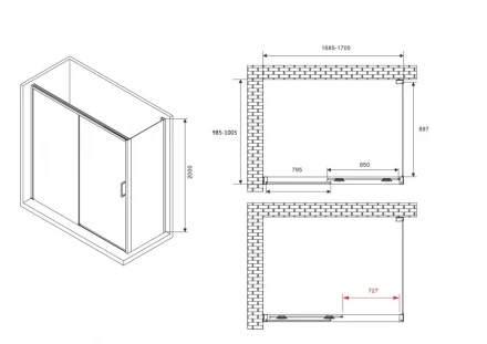 ABBER Komfort AG93170B-S102B душевой уголок
