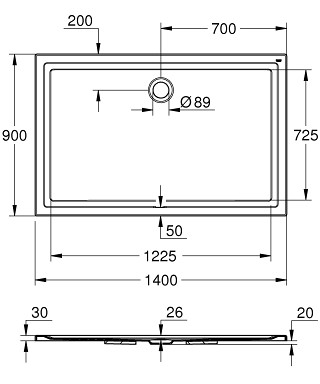 GROHE 39307000 душевой поддон 140x90
