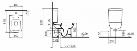 Vitra S20 9819B003-7202 унитаз напольный с бачком и сиденьем микролифт