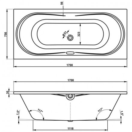 Vagnerplast Briana 170x75 акриловая ванна