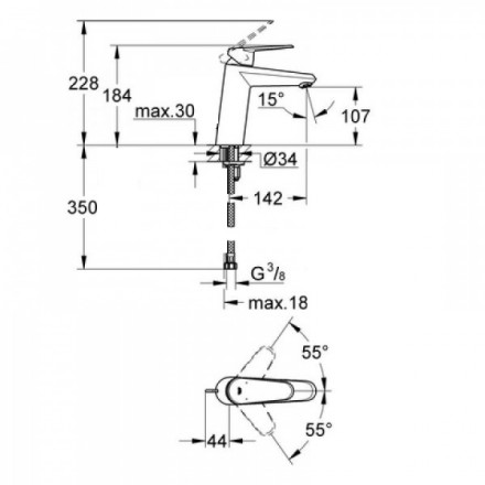 Grohe Eurodisc Cosmopolitan 23449002 смеситель для раковины