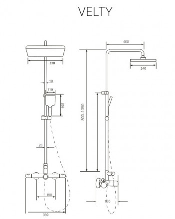 Milleau Velty MLV242023PDD‐MW Душевая система