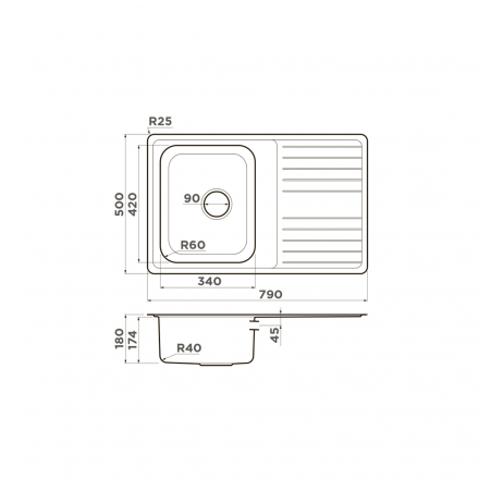 Omoikiri Sagami 79-IN-L мойка 790x500 нержавеющая сталь