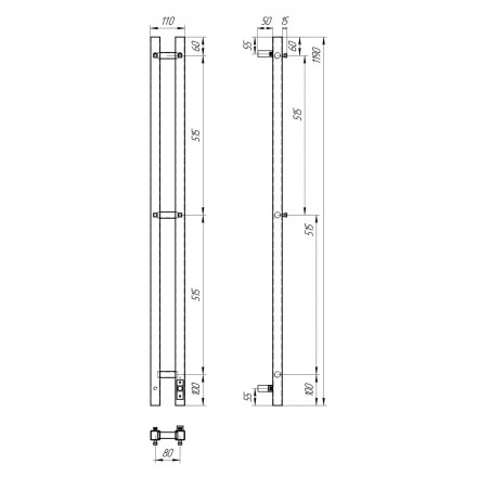 POINT Гермес PN13812W П3 Полотенцесушитель электрический 80x1200 (диммер справа, белый)