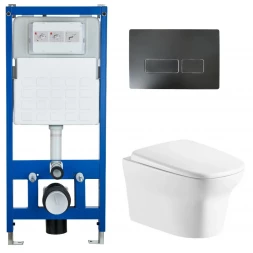 Cerutti SPA Комплект Инсталляция CR555 + Подвесной безободковый унитаз CT8780 + Кнопка смыва CR02BK