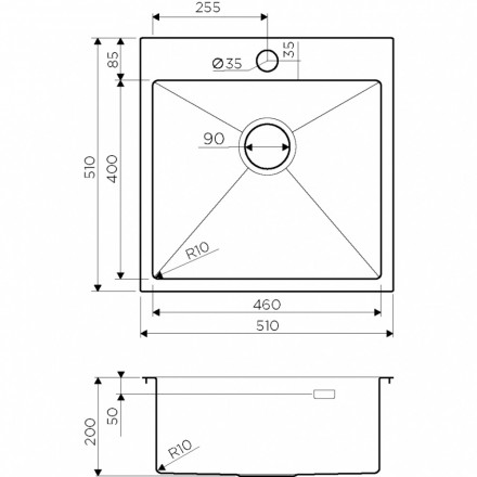 Omoikiri Akisame 51-IN мойка 510x510 нержавеющая сталь