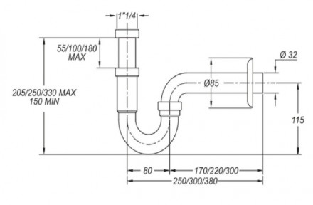 BONOMINI 0220ZX22K7WZ Сифон для раковины
