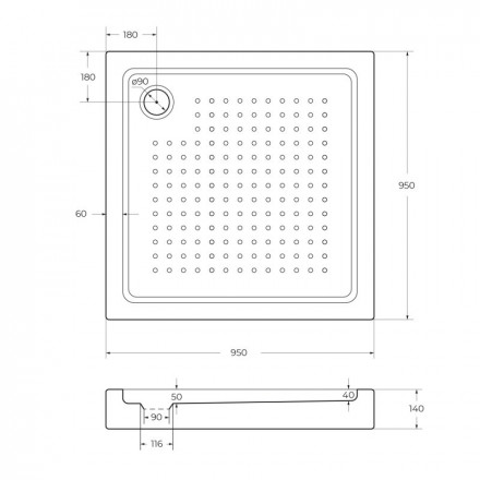 CEZARES TRAY-A-A-95-15-W акриловый поддон