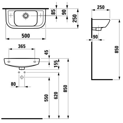 Laufen Pro 8.1695.7.000.105.1 раковина 50x25 см