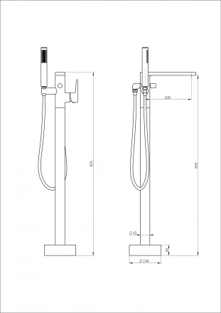 Wonzon &amp; Woghand Stick WW-88649901-MB Смеситель для ванны с душевым гарнитуром белый матовый