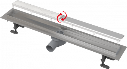 AlcaPlast APZ13-DOUBLE9-750 Водоотводящий желоб с двухсторонней решеткой DOUBLE горизонтальный сток,