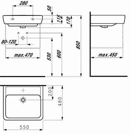 Laufen Pro 8.1895.1.000.104.1 раковина 55x48 см