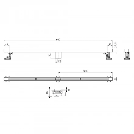 Wonzon &amp; Woghand WW-65406T-BR Душевой трап 60 см брашированный никель