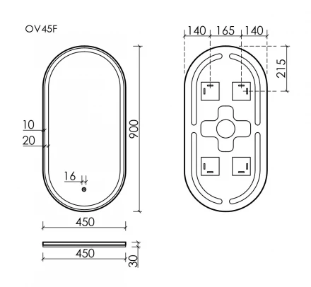 Sancos OV45F Oval зеркало с подсветкой 450х900