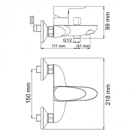 Wasserkraft Leine 3501 Смеситель для ванны с коротким изливом