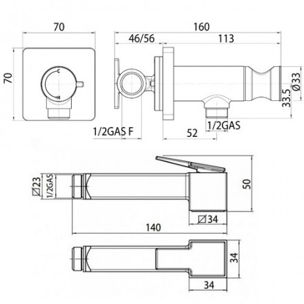 Bossini Cube Brass E38001B.083 Смеситель для биде