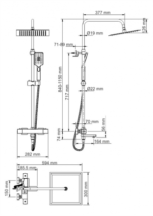 Wasserkraft  A19901 Thermo Душевая стойка со смесителем для душа
