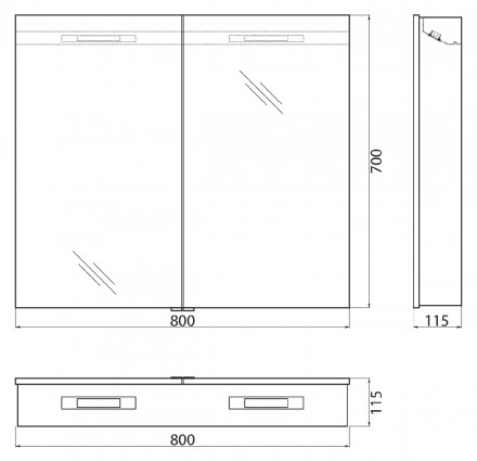 BelBagno SPC-2A-DL-BL-800Зеркало-шкаф