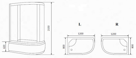 Timo TE-0720 L душевая кабина левая