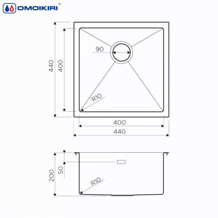 Omoikiri Taki 44-U/IF-GM мойка 440x400 вороненая сталь