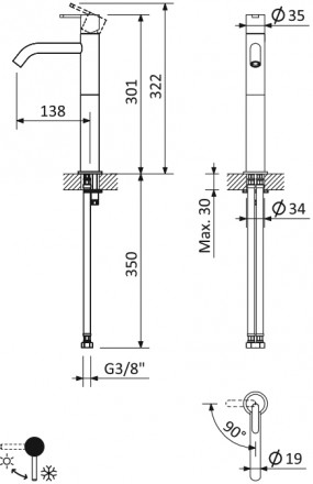 CEZARES LEAF-LC2-L-01-W0 смеситель для раковины