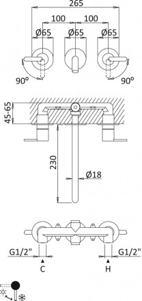 CEZARES LEAF-BLI3L-L-01-W0 смеситель для раковины встраиваемый