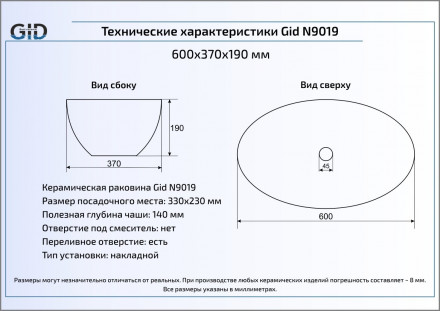 Gid N9019 раковина