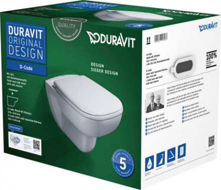 Duravit D-Code 45700900A1 Rimless подвесной унитаз с сиденьем