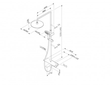 Am.pm F0770A500 Spirit 2.0 Душевая система ShowerSpot с термостатом