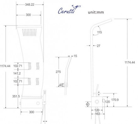 Cerutti SPA ADIGE W CT8979 Панель душевая