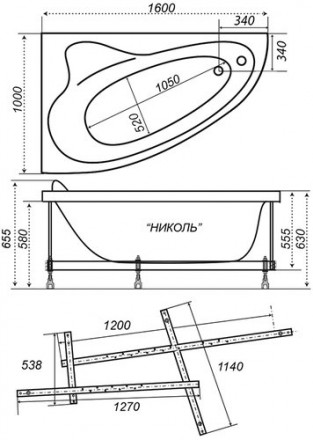 Triton Николь акриловая ванна 160x100правая
