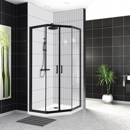 Belbagno UNO-195-P-2-90-C-NERO душевой угол стекло прозрачное
