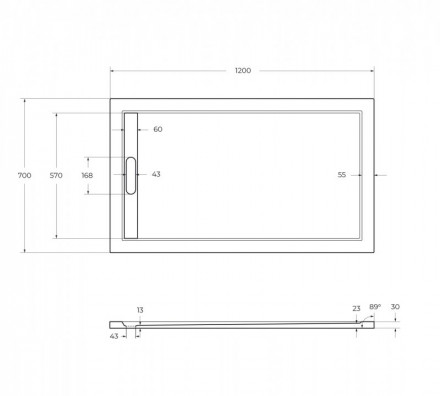 CEZARES TRAY-AS-AH-120/70-30-W поддон из искусственного мрамора